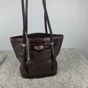 Brighton Shoulder Bag Womens Brown Leather Croc Embossed Western BRN5279C